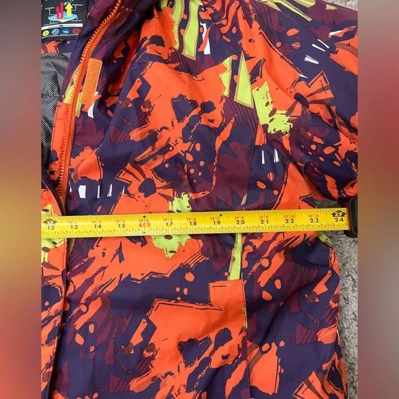Snowy Owl‎ Ski Snowboard Hooded Colorful Puzzles Insulated Waterproof Jacket XL
